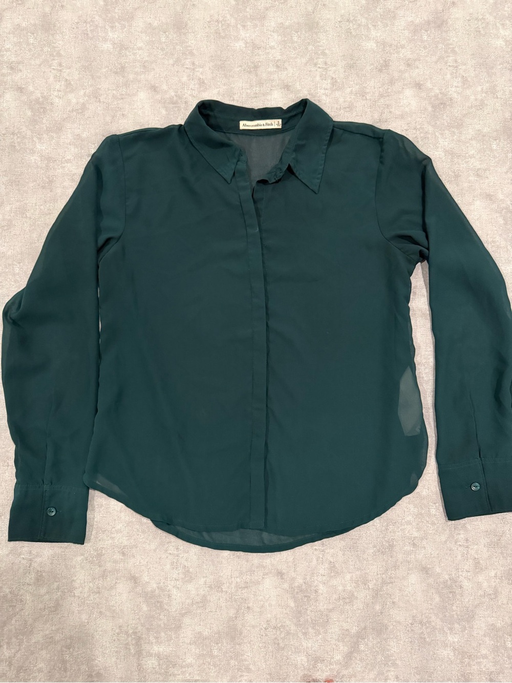 Abercrombie & Fitch Forest Green Sheer Button-Down Blouse